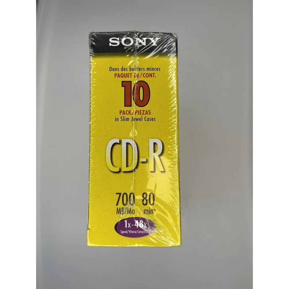 SONY CD-R Compact Discs 10 Pack 700 MB High Speed 80 min Jewel Cases CDR NEW